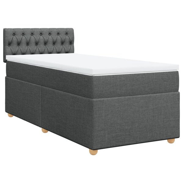 vidaXL Sommier à lattes de lit avec matelas Gris foncé 100x200cm Tissu