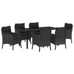 vidaXL Ensemble de salle à manger pour jardin 7 Pièces Noir polyrotin