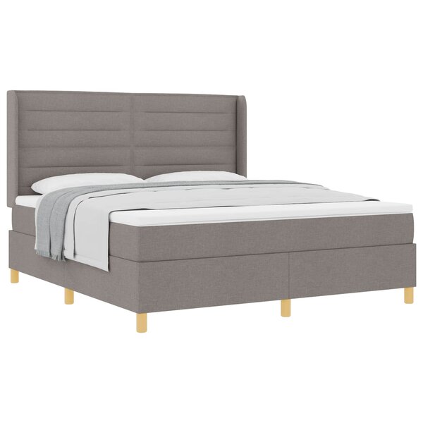 vidaXL Lit à ressorts avec matelas Taupe 180 x 200 cm tissu