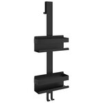 vidaXL Support de douche suspendu noir mat acier inoxydable 304 brossé