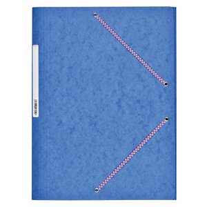 Chemise Carte Lustée 24 x 32 cm à rabats avec élastique et étiquette de dos Bleu COUTAL