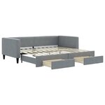 vidaXL Lit de jour avec gigogne et tiroirs gris clair 90x200 cm tissu