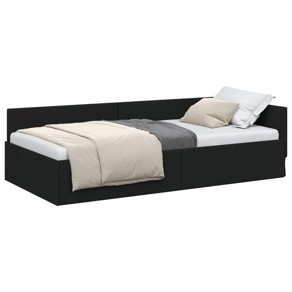 vidaXL Cadre de lit d'angle Noir 80 cm x 200 cm Velours