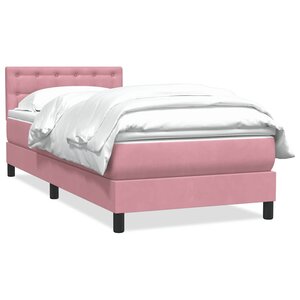 vidaXL Sommier à lattes de lit avec matelas rose 100x220 cm velours