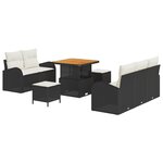 Ensemble de Sofa de Jardin vidaXL 8 pièces avec coussins noir poly rattan acacia