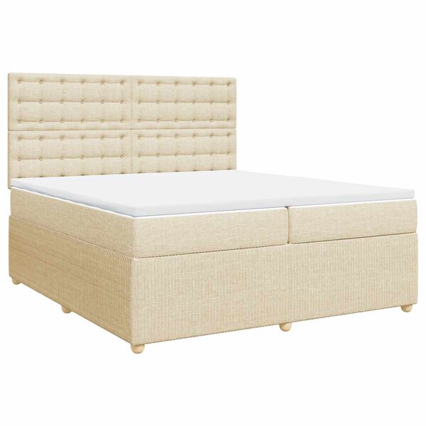 vidaXL Sommier à lattes de lit avec matelas Crème 200x200 cm Tissu