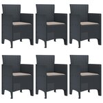 vidaXL Set de Salle à Manger de Jardin 7 Pièces avec Coussins Anthracite Rattan Poly