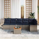 vidaXL Ensemble de canapé de jardin 7 Pièces Gris et bleu marine
