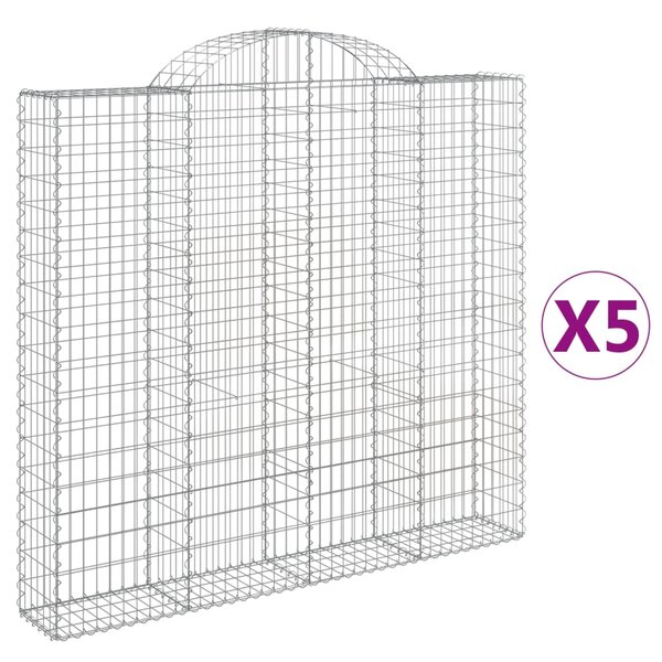 vidaXL Paniers à gabions arqués 5 Pièces 200x30x180/200 cm Fer galvanisé