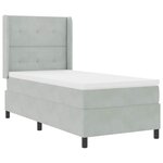 Lit à ressort avec matelas et lumière LED Gris clair 80x200 cm Velours