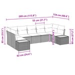 vidaXL Ensemble de canapé de jardin de 7 pièces avec coussins gris en poly rotin acacia