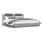 vidaXL Cadre de lit avec tête de lit sonoma gris 200x200 cm