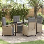 vidaXL Ensemble de jardin 5 pièces en beige poly rattan