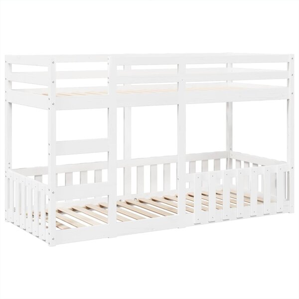 vidaXL Lit superposé Blanc 90x200 cm Bois de pin massif