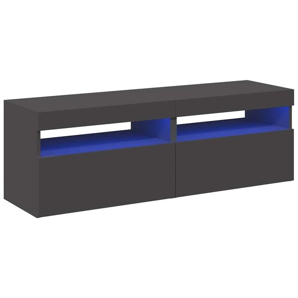 vidaXL Meubles TV avec lumières LED 2 Pièces gris 60x35x40 cm