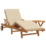 vidaXL Transat avec coussin et table en bois d'acacia beige