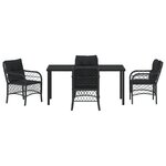 vidaXL Ensemble de Salle à Manger de Jardin 5 Pièces avec Coussins Noir en Poly Rattan
