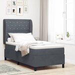 vidaXL Lit à ressorts avec matelas gris foncé 90 x 200 cm en velours