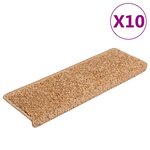 vidaXL Tapis d'escalier 10 pièces 65 x 21 x 4 cm Beige Bord rectangulaire