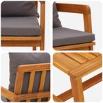 vidaXL Ensemble bistro 2 pièces avec coussins - en bois d'acacia massif