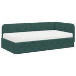 vidaXL Cadre de lit d'angle Vert foncé 90 x 190 cm Velours