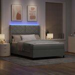 vidaXL Lit à Ressorts avec Matelas LED Gris clair 140 x 200 cm Velours