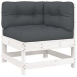 vidaXL Salon de jardin 6 Pièces avec coussins blanc bois massif