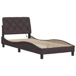 vidaXL Cadre de lit avec LED sans matelas marron foncé 90x190 cm tissu