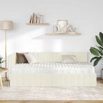 vidaXL Cadre de lit d'angle avec matelas 2 Pièces Crème Velours