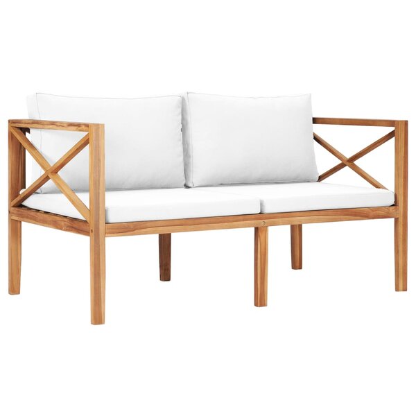 vidaXL Banc de jardin avec coussins crème Bois de teck solide