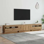 vidaXL Meuble TV avec lumières LED chêne artisanal bois d'ingénierie