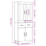 vidaXL Buffet haut Gris béton 69 5x34x180 cm Bois d'ingénierie