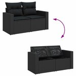 vidaXL Ensemble de canapé de jardin avec coussin 8 Pièces Noir polyrotin