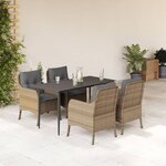vidaXL Ensemble à manger de jardin avec coussins 5Pièces Beige poly rotin
