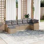 vidaXL Salon de jardin avec coussins 7 Pièces beige résine tressée