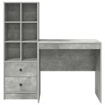 vidaXL Bureau avec tiroir avec étagère avec stockage 2 Pièces Gris béton