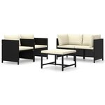 vidaXL Salon de jardin 5 Pièces avec coussins Résine tressée Noir