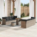 vidaXL Ensemble de canapé de jardin 11 Pièces Gris polyrotin