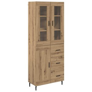 vidaXL Haut Armoire 2 Pièces Chêne artisanal Bois Aggloméré et Verre