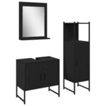 vidaXL Ensemble de mobilier de salle de bain avec étagère 3 Pièces Noir