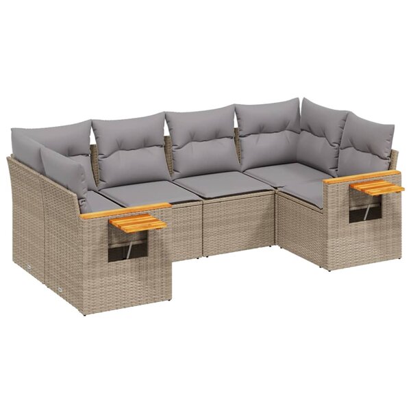 vidaXL Salon de jardin avec coussins 6 Pièces beige résine tressée