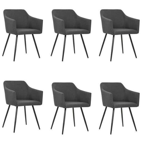 vidaXL Chaises à manger lot de 6 gris foncé tissu
