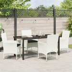 Ensemble de Salle à Manger de Jardin 5 Pièces avec Coussins en Rattan Poly Blanc