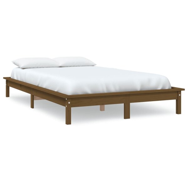 vidaXL Cadre de lit Marron miel 140x190 cm Bois de pin massif