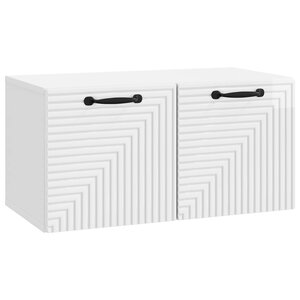 vidaXL Meuble TV mural Montage mural Blanc brillant 59 5 x 31 x 30 cm