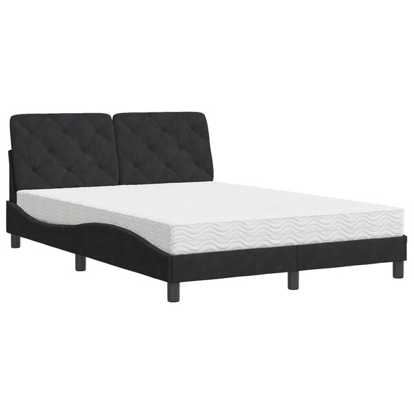 vidaXL Lit avec matelas noir 140x200 cm velours
