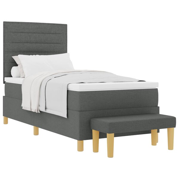 vidaXL Lit à ressorts avec coussin Gris foncé 200 x 90 cm tissu