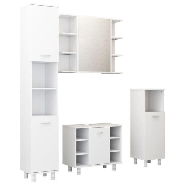 vidaXL Ensemble de meubles de salle de bain 4Pièces Blanc Bois ingénierie