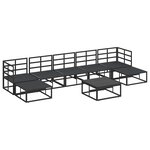 Ensemble de canapé de jardin avec coussin 8 Pièces Noir Aluminium