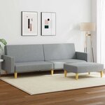 vidaXL Canapé-lit à 2 places avec repose-pied gris clair tissu
